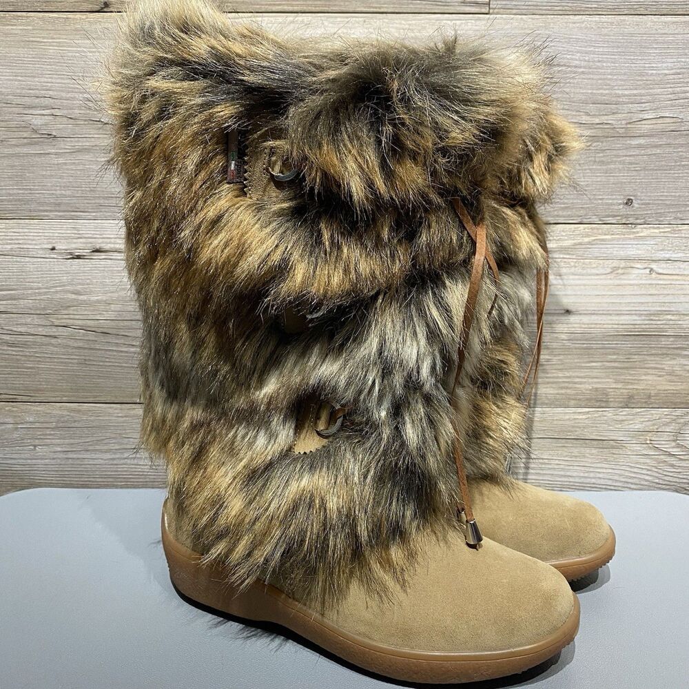 Oscar Sport Julia Après Ski Boots Suede EU 38 US 7-7.5 Sherpa Lined Faux Fur